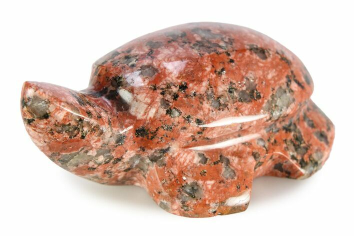 Carved Red Flower Granite Turtle - Arizona #308534